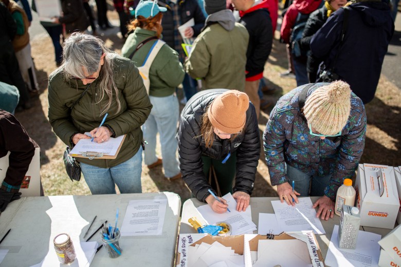 Protestors wrote letters to Agriculture Secretary Brooke Rollins to urge her to support community farmers and rescind the millions of dollars in cuts to the USDA’s budget.