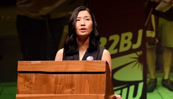Michelle Wu at SEIU 32BJ event Oct 28 2023 Mayor's Office photo