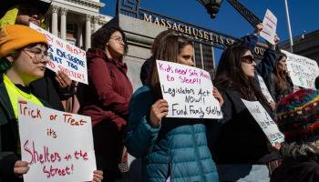 Migrant shelter rally Beacon Hill State House