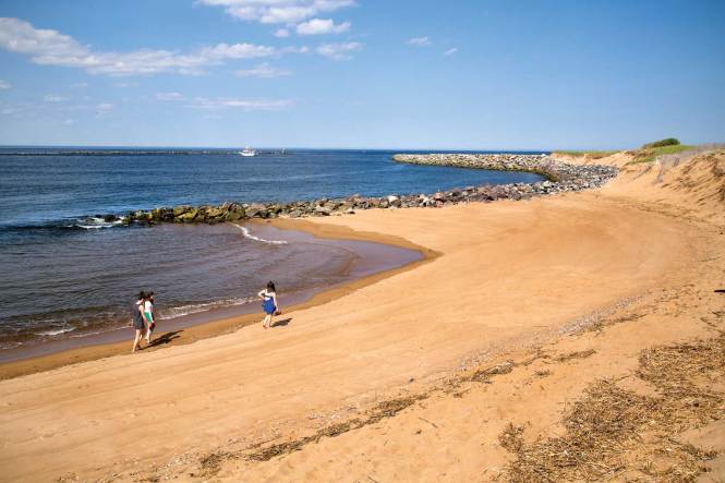 Groins - smaller seawalls - along Plum Island shoreline