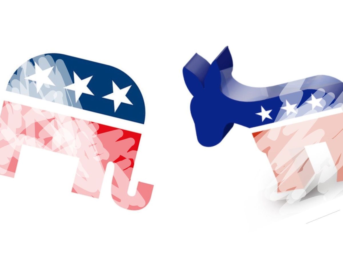 Democrat and Republican Democratic fade fading out