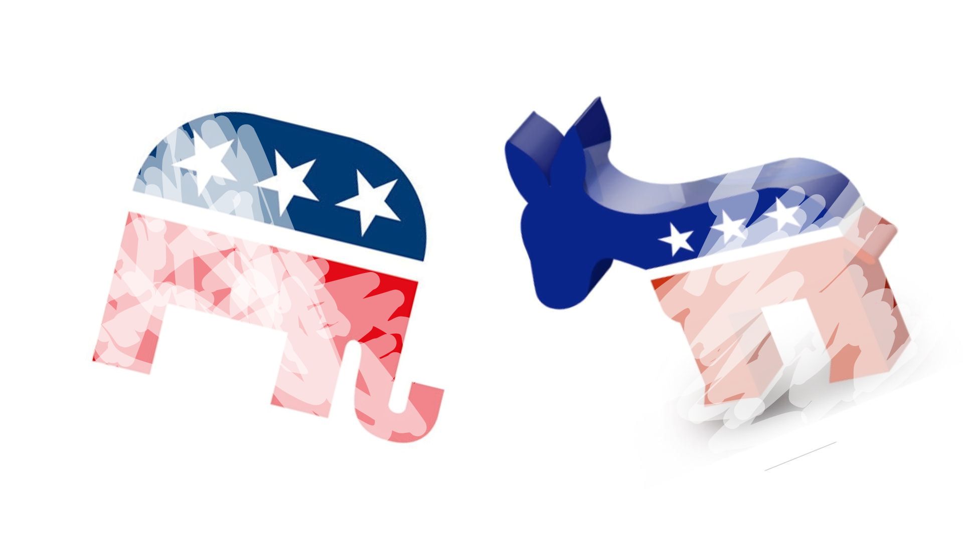 Democrat and Republican Democratic fade fading out